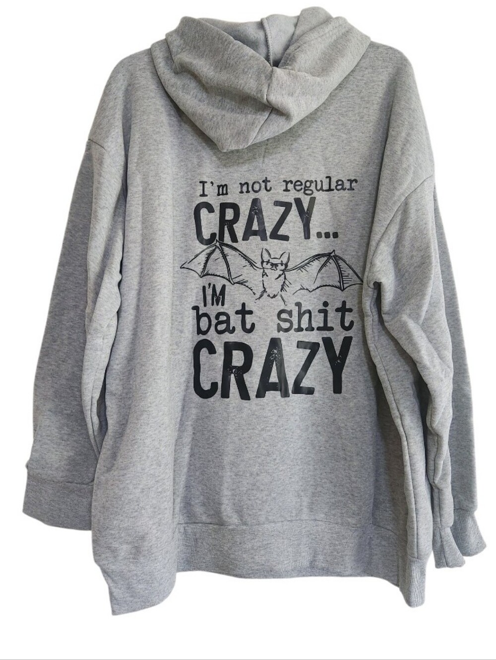 Heather Gray Hoodie - 'I'm Not Regular Crazy' Bat Graphic Sz Xxl Nwt